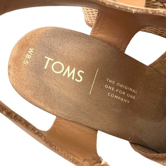 TOMS Tropez Wedge Platform Sandal 3 inch Heel in Honey Suede Leather Women's 8.5 - Picture 14 of 15